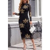MEROKEETY Womens Fall Long Sleeve Floral Wedding Guest Maxi Dress | 2026 Bodycon, Mesh, Slim Fit, Winter Cocktail Party, Semi Formal, Birthday, Date Night, Prom Elegant Long Dresses(Blackkhaki)