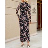 MEROKEETY Womens Fall Long Sleeve Floral Wedding Guest Maxi Dress | 2026 Bodycon, Mesh, Slim Fit, Winter Cocktail Party, Semi Formal, Birthday, Date Night, Prom Elegant Long Dresses(Blackfloral)