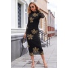MEROKEETY Womens Fall Long Sleeve Floral Wedding Guest Maxi Dress | 2026 Bodycon, Mesh, Slim Fit, Winter Cocktail Party, Semi Formal, Birthday, Date Night, Prom Elegant Long Dresses(Blackkhaki)