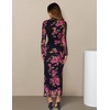 MEROKEETY Womens Fall Long Sleeve Floral Wedding Guest Maxi Dress | 2026 Bodycon, Mesh, Slim Fit, Winter Cocktail Party, Semi Formal, Birthday, Date Night, Prom Elegant Long Dresses(Black)