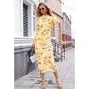 MEROKEETY Womens Fall Long Sleeve Floral Wedding Guest Maxi Dress | 2026 Bodycon, Mesh, Slim Fit, Winter Cocktail Party, Semi Formal, Birthday, Date Night, Prom Elegant Long Dresses(Yellow)