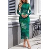 MEROKEETY Womens Fall Long Sleeve Floral Wedding Guest Maxi Dress | 2026 Bodycon, Mesh, Slim Fit, Winter Cocktail Party, Semi Formal, Birthday, Date Night, Prom Elegant Long Dresses(Green)