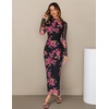 MEROKEETY Womens Fall Long Sleeve Floral Wedding Guest Maxi Dress | 2026 Bodycon, Mesh, Slim Fit, Winter Cocktail Party, Semi Formal, Birthday, Date Night, Prom Elegant Long Dresses(Black)