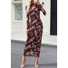 MEROKEETY Womens Fall Long Sleeve Floral Wedding Guest Maxi Dress | 2026 Bodycon, Mesh, Slim Fit, Winter Cocktail Party, Semi Formal, Birthday, Date Night, Prom Elegant Long Dresses(Brownblue)