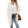 MEROKEETY Cardigan Sweaters for Women Oversized Long Cardigans Fall Outfits | Waffle Knit, Batwing Long Sleeve, Loose Fit, Open Front, Slouchy Casual Outwear, Cozy Sweater Coat, Winter Clothes(Beige)