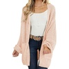 MEROKEETY Womens 2026 Fall Long Sleeve Chunky Knit Cardigan Sweaters | Open Front, Oversized, Lantern Sleeve, Chunky Trendy Cardigan Outerwear, Fashion Winter Outfits Coats(Pink)