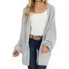 MEROKEETY Womens 2026 Fall Long Sleeve Chunky Knit Cardigan Sweaters | Open Front, Oversized, Lantern Sleeve, Chunky Trendy Cardigan Outerwear, Fashion Winter Outfits Coats(Light Grey)