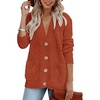 MEROKEETY Womens Fall Cable Knit Button Up Oversized Light Cardigan Sweater | Winter, Cozy, Lightweight, Warm, Cute, Trendy, Open Front, Button Down, Hip Length, Layering, Long Sleeve Coat, With Pockets(Rust)