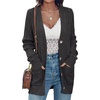 MEROKEETY Womens Fall Cable Knit Button Up Oversized Light Cardigan Sweater | Winter, Cozy, Lightweight, Warm, Cute, Trendy, Open Front, Button Down, Hip Length, Layering, Long Sleeve Coat, With Pockets(Dark Grey)
