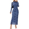 MEROKEETY Womens Fall Long Sleeve Floral Wedding Guest Maxi Dress | 2026 Bodycon, Mesh, Slim Fit, Winter Cocktail Party, Semi Formal, Birthday, Date Night, Prom Elegant Long Dresses(Dustyblue)