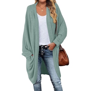 MEROKEETY Cardigan Sweaters for Women Oversized Long Cardigans Fall Outfits | Waffle Knit, Batwing Long Sleeve, Loose Fit, Open Front, Slouchy Casual Outwear, Cozy Sweater Coat, Winter Clothes(Sage)
