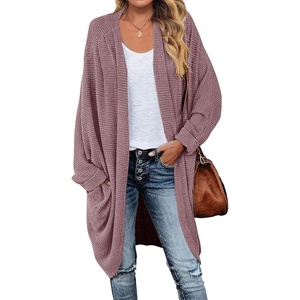 MEROKEETY Cardigan Sweaters for Women Oversized Long Cardigans Fall Outfits | Waffle Knit, Batwing Long Sleeve, Loose Fit, Open Front, Slouchy Casual Outwear, Cozy Sweater Coat, Winter Clothes(Taro)