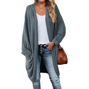 MEROKEETY Cardigan Sweaters for Women Oversized Long Cardigans Fall Outfits | Waffle Knit, Batwing Long Sleeve, Loose Fit, Open Front, Slouchy Casual Outwear, Cozy Sweater Coat, Winter Clothes(Dusty Green)