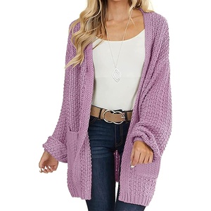 MEROKEETY Womens 2026 Fall Long Sleeve Chunky Knit Cardigan Sweaters | Open Front, Oversized, Lantern Sleeve, Chunky Trendy Cardigan Outerwear, Fashion Winter Outfits Coats(Taro)