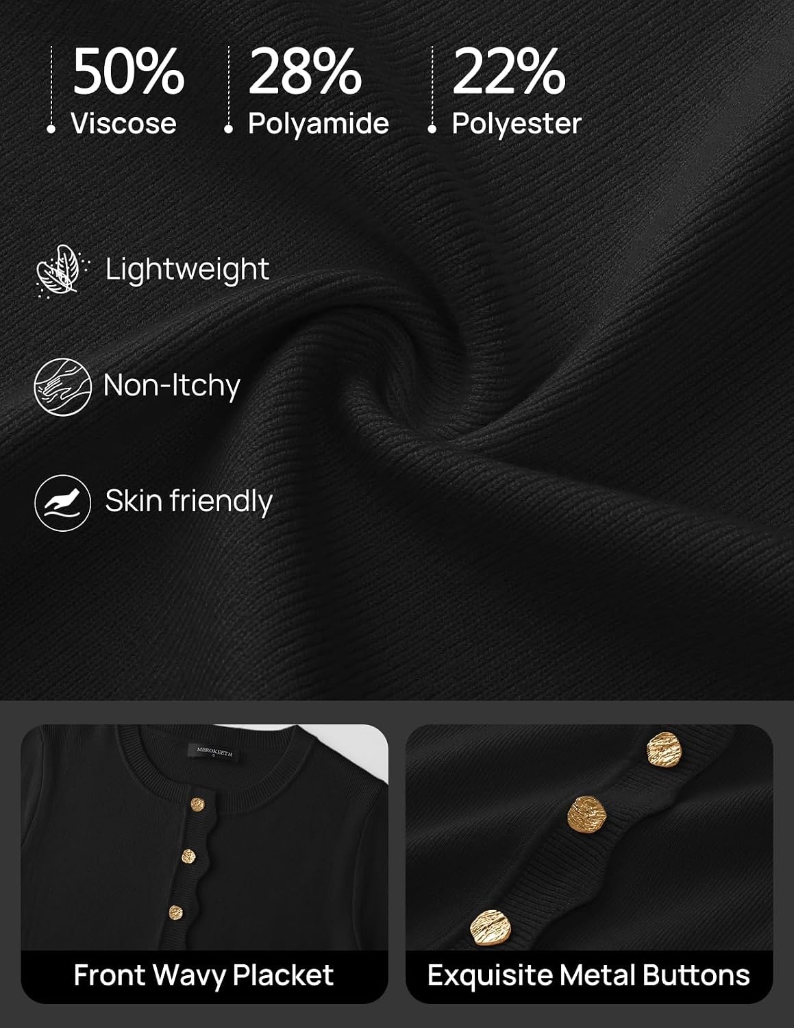 image:imageMEROKEETY Womens Long Sleeve Fall Cardigan Sweaters Knit Tops 2026Black