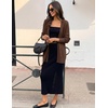 MEROKEETY Women’s Fall Crochet Lightweight Cardigan Sweater(Coffee)