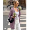 MEROKEETY Women’s Fall Crochet Lightweight Cardigan Sweater(Greypurple)