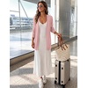 MEROKEETY Women’s Fall Crochet Lightweight Cardigan Sweater(Pink)