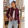 MEROKEETY Women’s Fall Long Sleeve Button Fuzzy Cardigan Sweater(Burgundy)