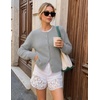 MEROKEETY Women’s Fall Long Sleeve Button Fuzzy Cardigan Sweater(Grey)