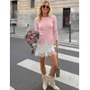 MEROKEETY Women’s Long Sleeve Fall Cardigan Sweaters Knit Tops 2026(Pink)