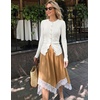 MEROKEETY Women’s Long Sleeve Fall Cardigan Sweaters Knit Tops 2026(White)