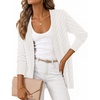 MEROKEETY Women’s Fall Crochet Lightweight Cardigan Sweater(White)