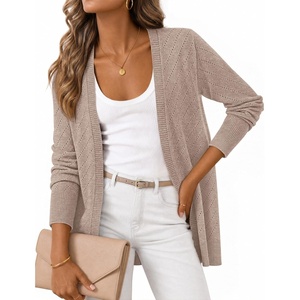 MEROKEETY Women’s Fall Crochet Lightweight Cardigan Sweater(Camel)