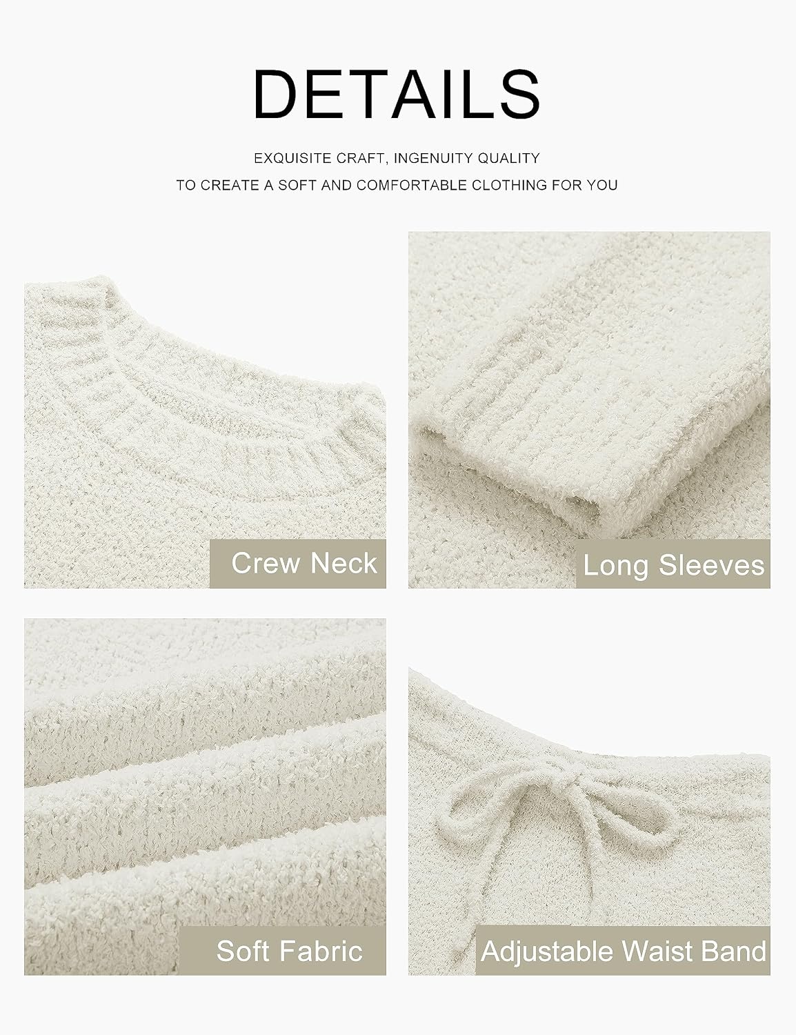 image:imageMEROKEETY Womens Cute Fuzzy Lounge Set Cozy Fall PajamasBeige