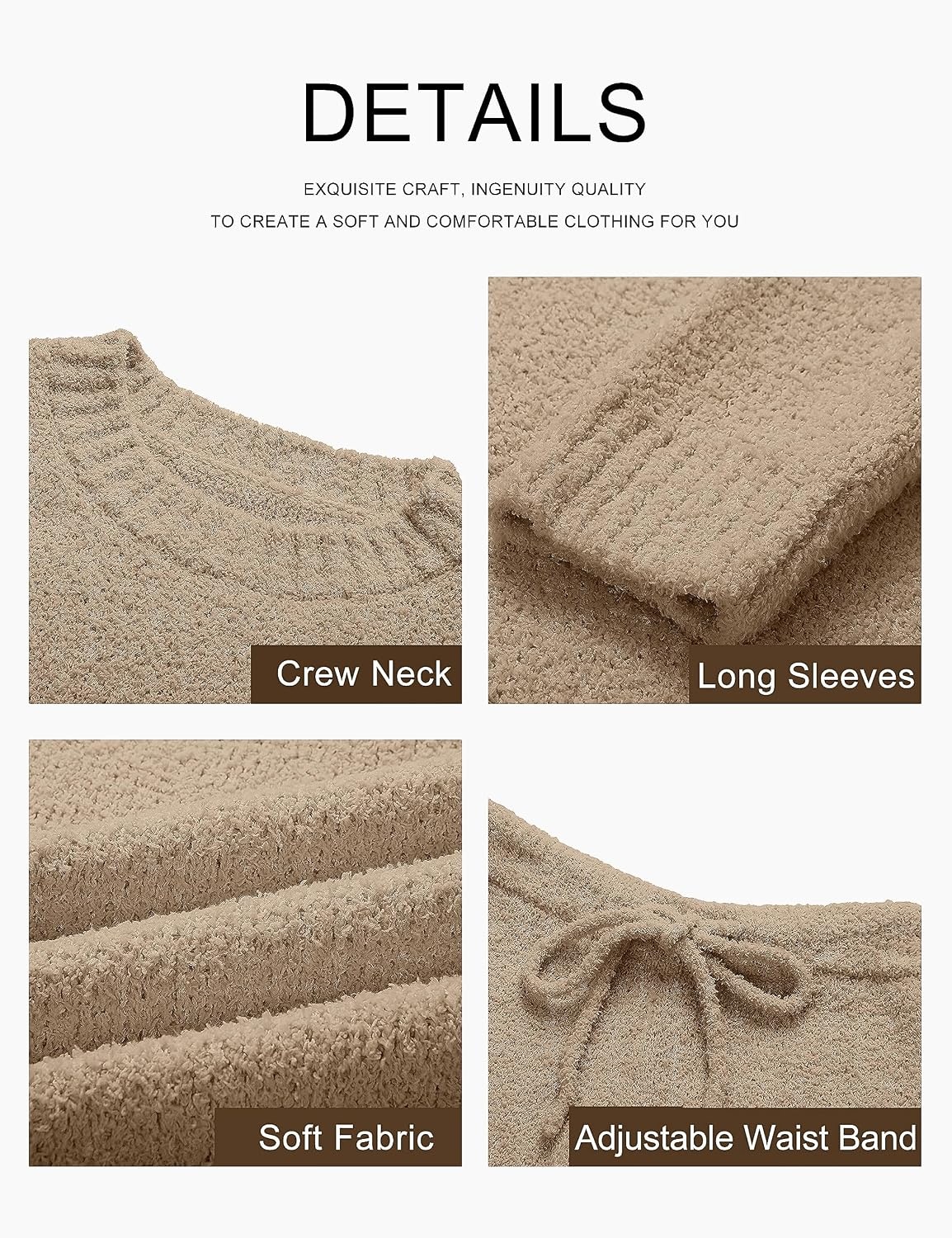 image:imageMEROKEETY Womens Cute Fuzzy Lounge Set Cozy Fall PajamasCashmere