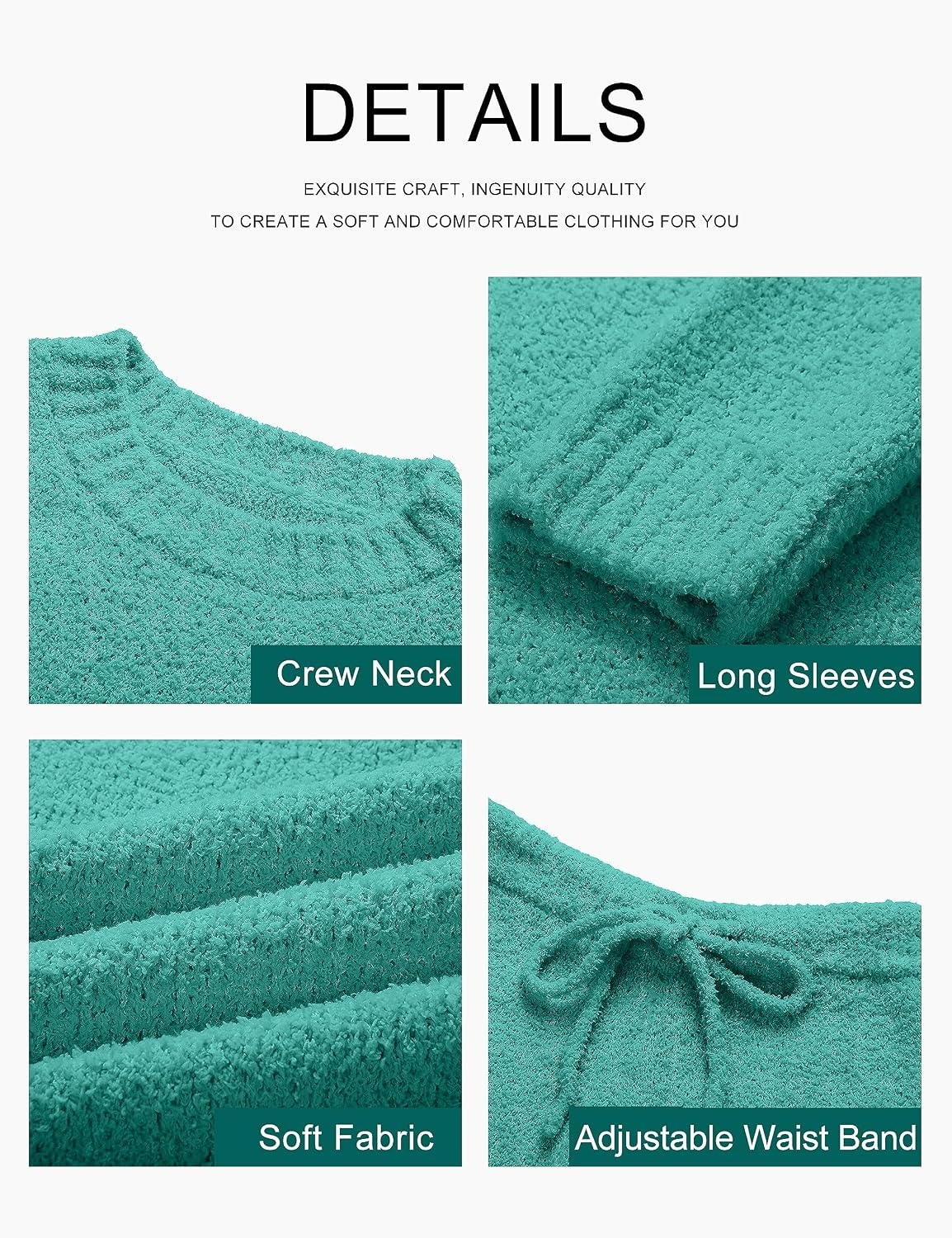 image:imageMEROKEETY Womens Cute Fuzzy Lounge Set Cozy Fall PajamasLakegreen