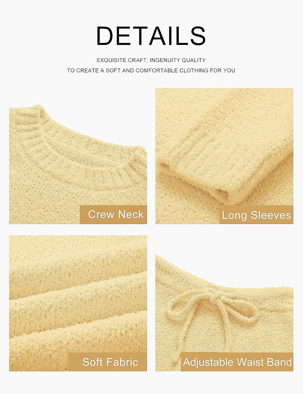 image:imageMEROKEETY Womens Cute Fuzzy Lounge Set Cozy Fall PajamasLightyellow