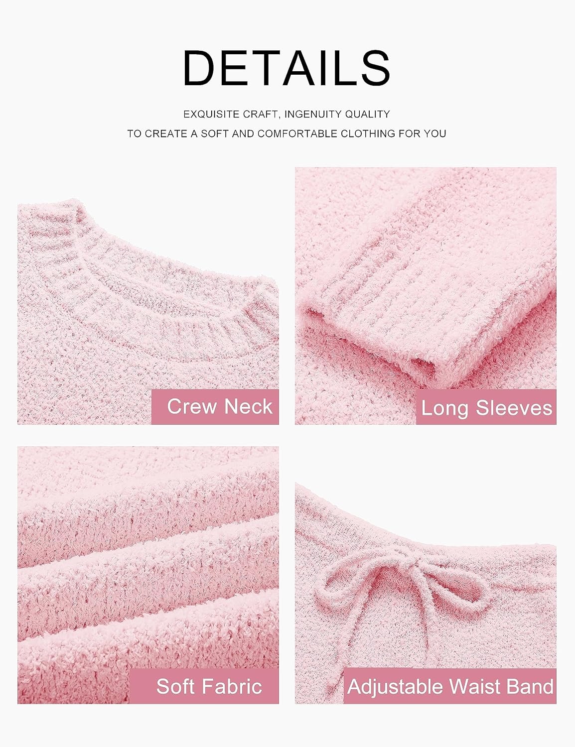 image:imageMEROKEETY Womens Cute Fuzzy Lounge Set Cozy Fall PajamasPink