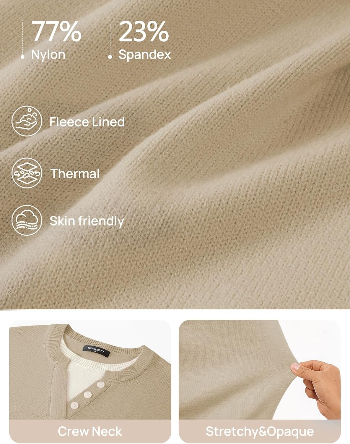 image:imageMEROKEETY Womens Fall Oversized Pullover Sweater Layered Neck Henley TopsApricot