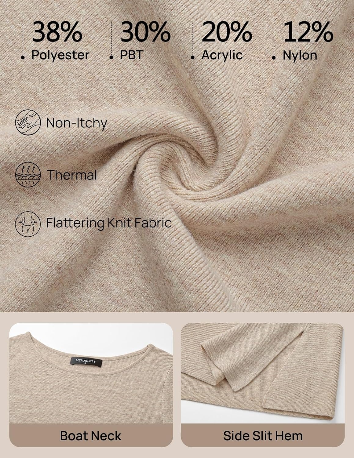 image:imageMEROKEETY Womens Fall Sweaters Trendy 2026 Tie Front Cinched Waist TopsOatmeal