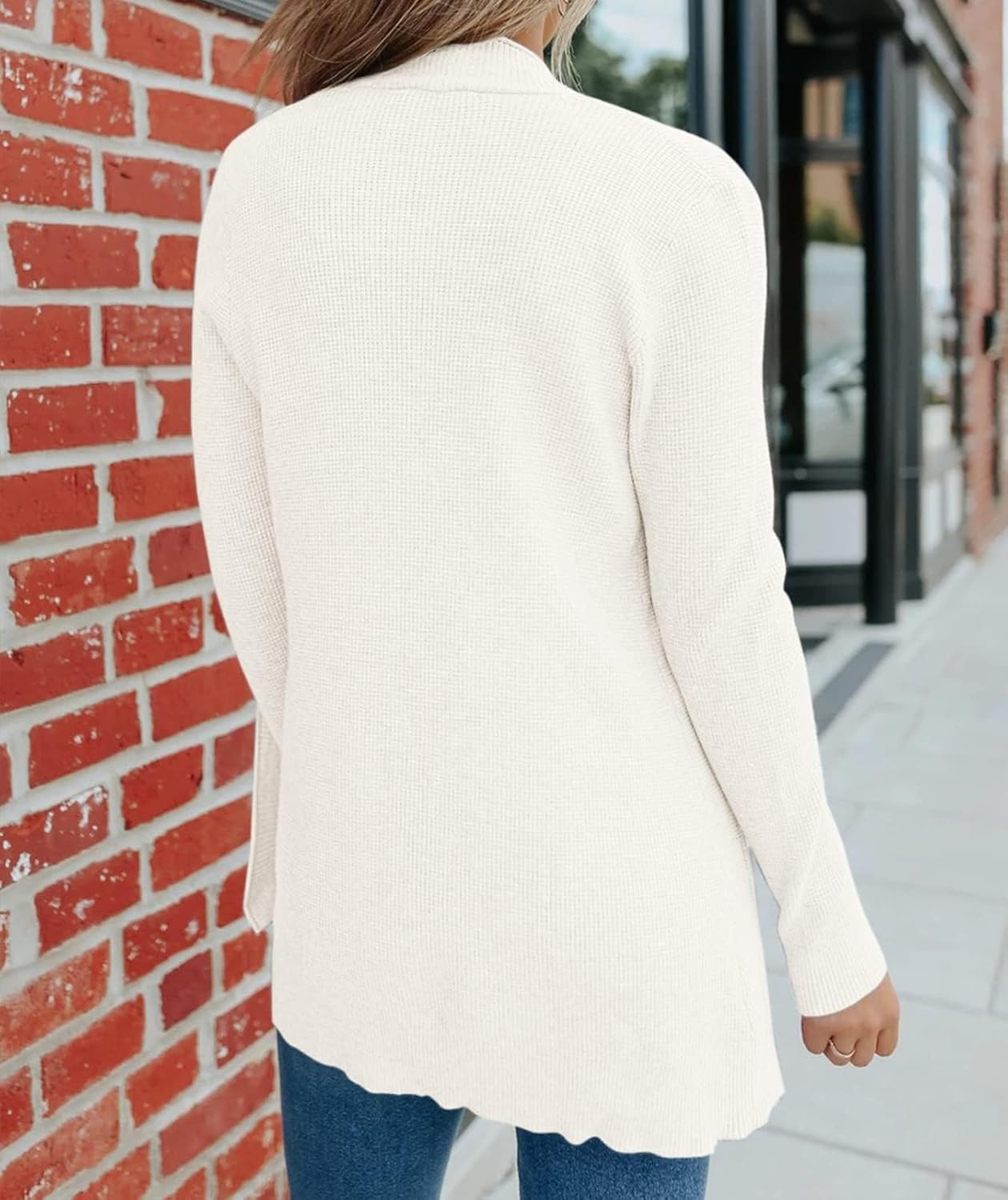 image:imageMEROKEETY Womens Fall Winter Lightweight Cardigans SweaterBeige