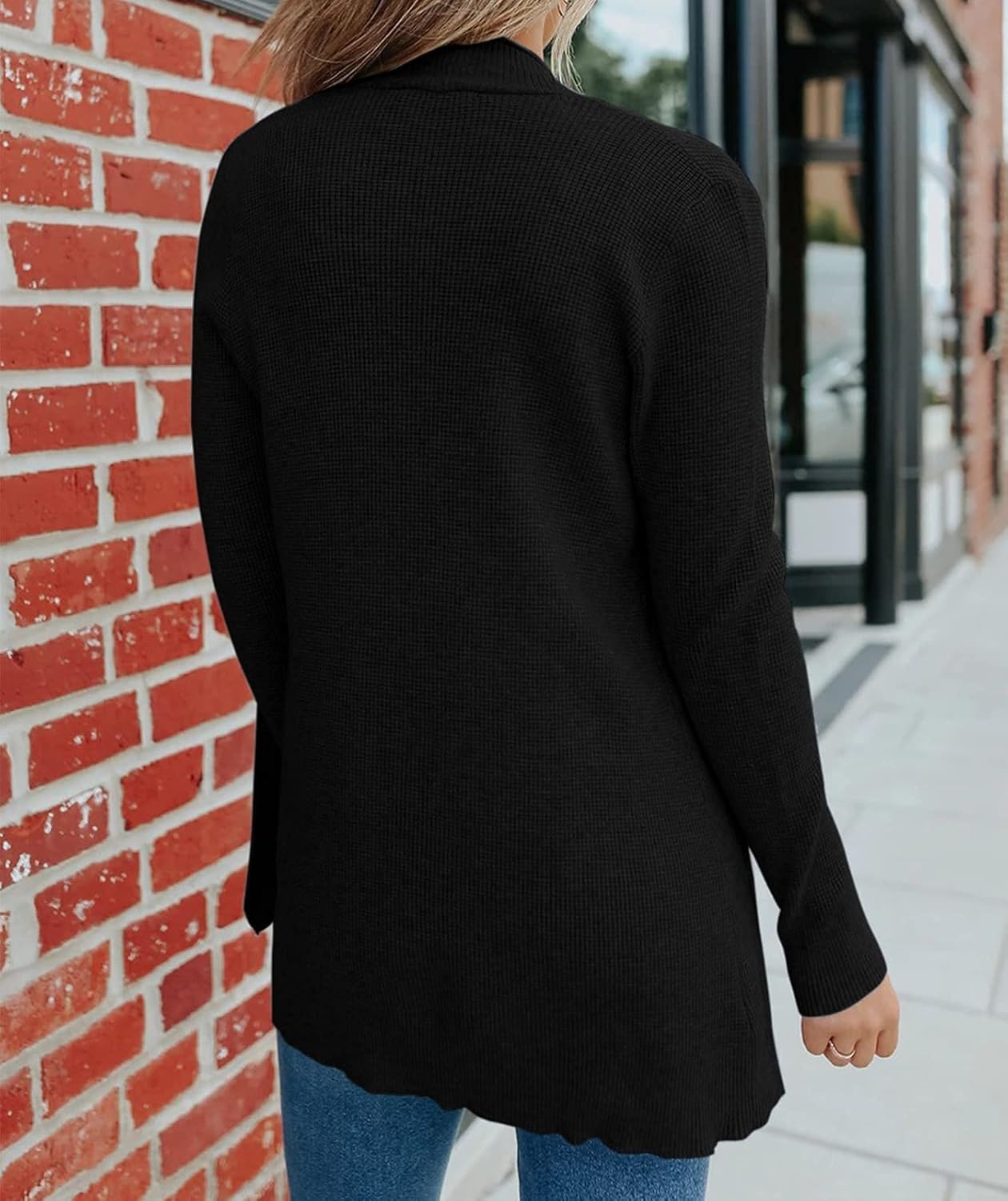 image:imageMEROKEETY Womens Fall Winter Lightweight Cardigans SweaterBlack