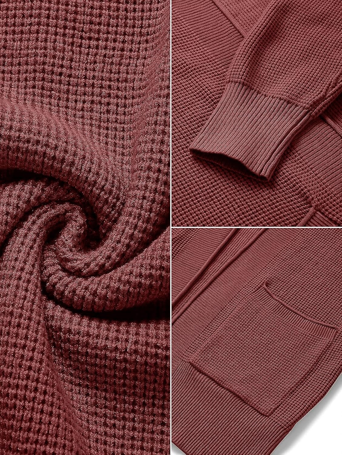 image:imageMEROKEETY Womens Fall Winter Lightweight Cardigans SweaterBrickred