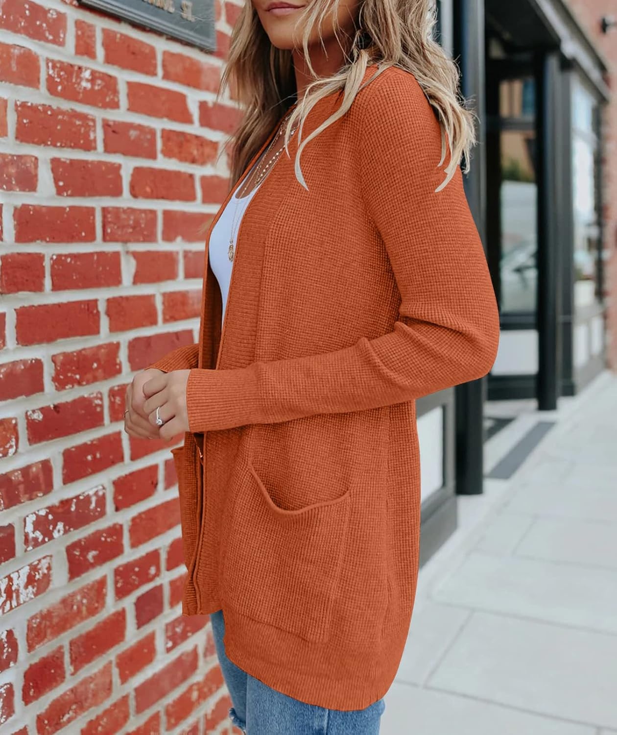 image:imageMEROKEETY Womens Fall Winter Lightweight Cardigans SweaterCaramel