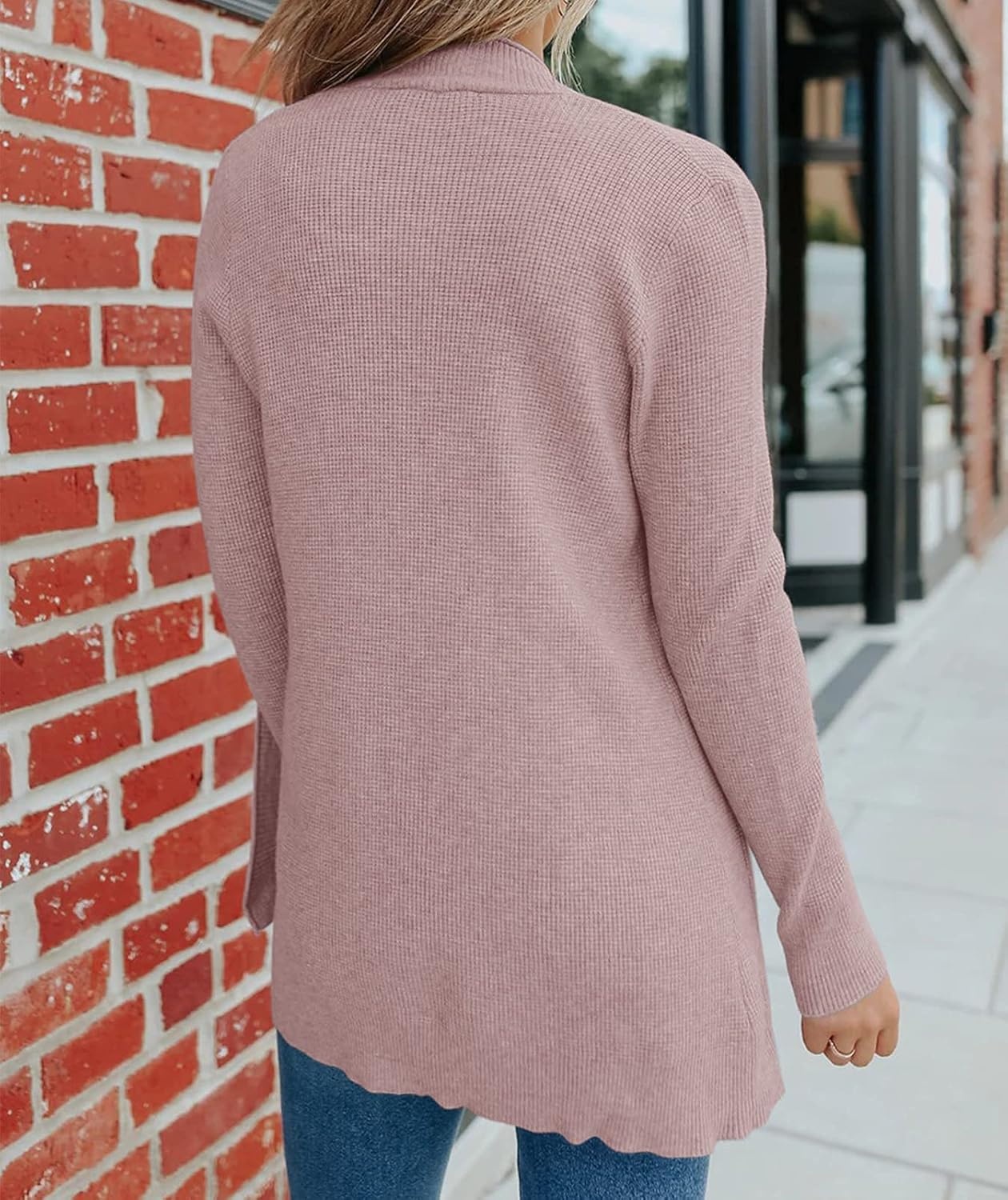 image:imageMEROKEETY Womens Fall Winter Lightweight Cardigans SweaterDustypink
