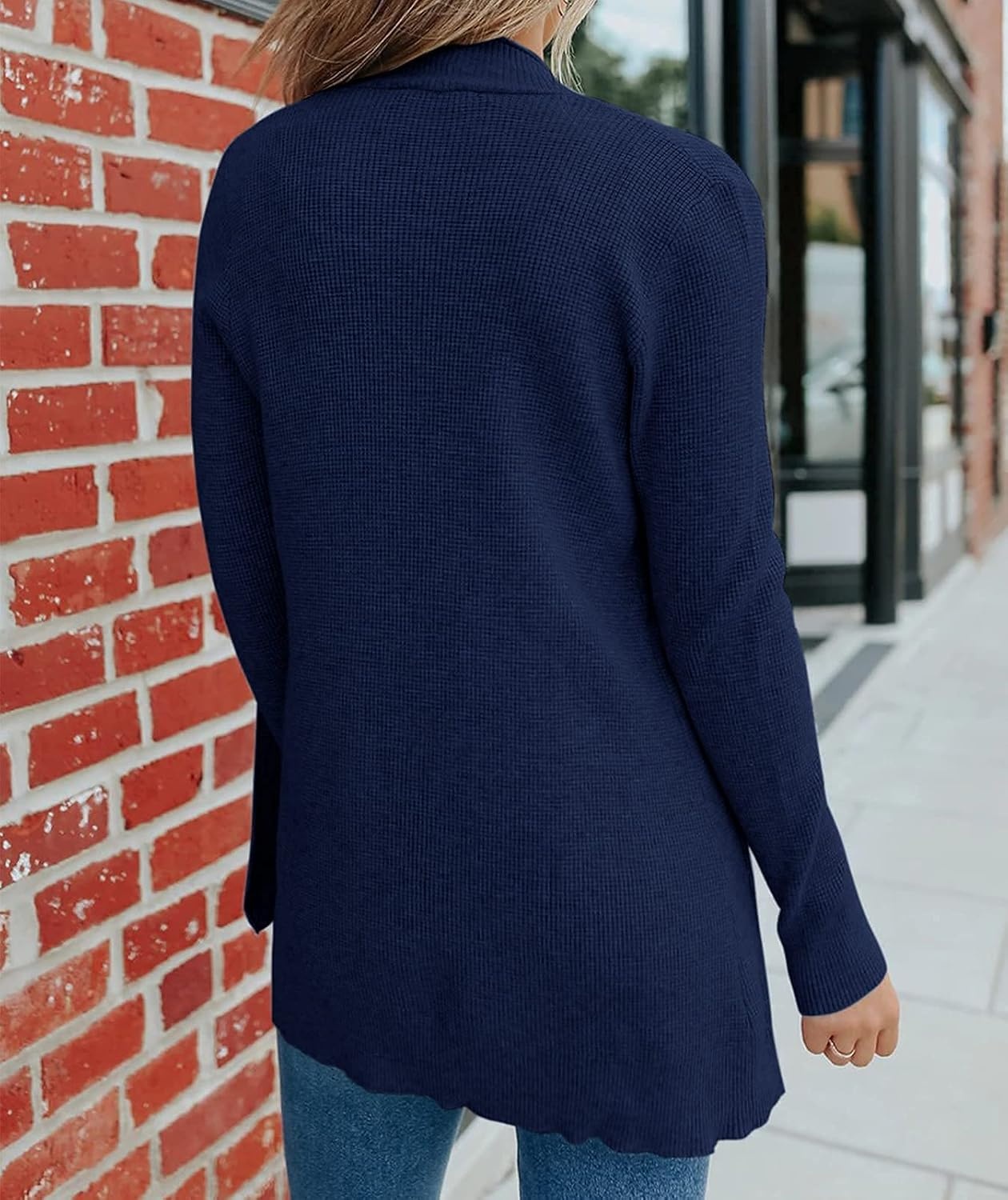 image:imageMEROKEETY Womens Fall Winter Lightweight Cardigans SweaterNavy