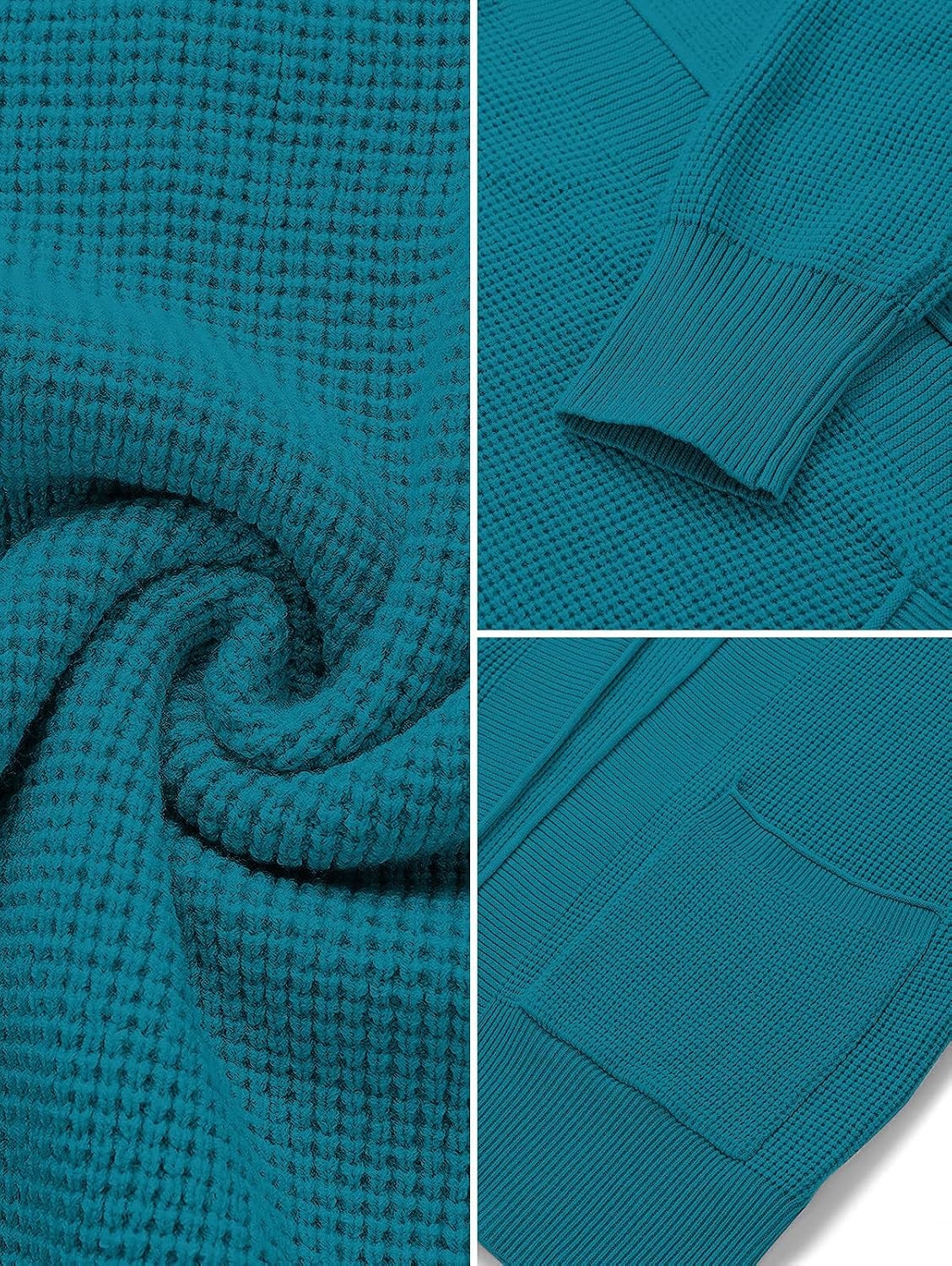 image:imageMEROKEETY Womens Fall Winter Lightweight Cardigans SweaterTeal