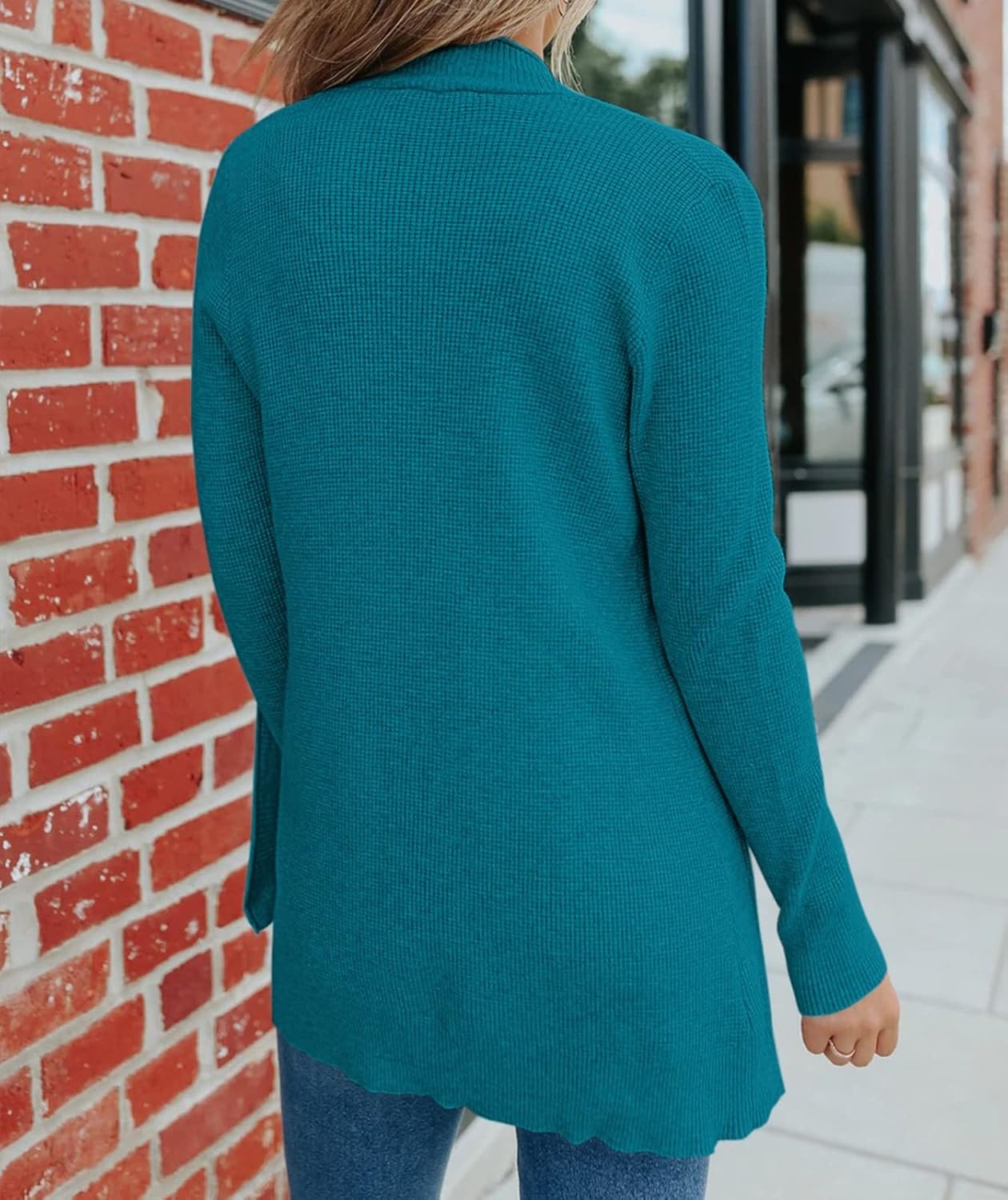 image:imageMEROKEETY Womens Fall Winter Lightweight Cardigans SweaterTeal