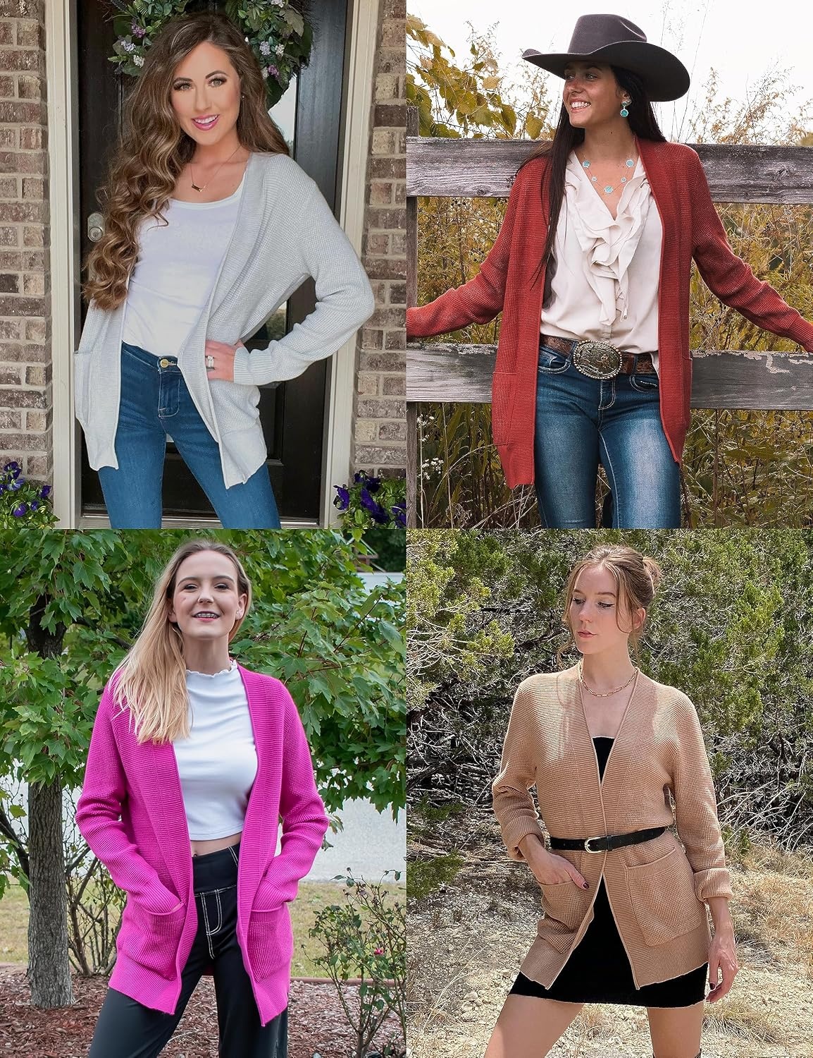 image:imageMEROKEETY Womens Fall Winter Lightweight Cardigans SweaterTeal