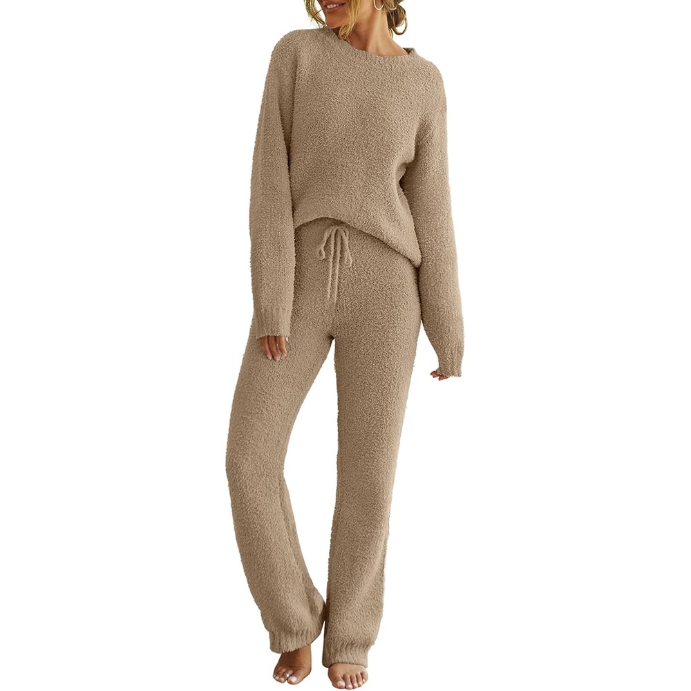 image:imageMEROKEETY Womens Cute Fuzzy Lounge Set Cozy Fall PajamasCashmere