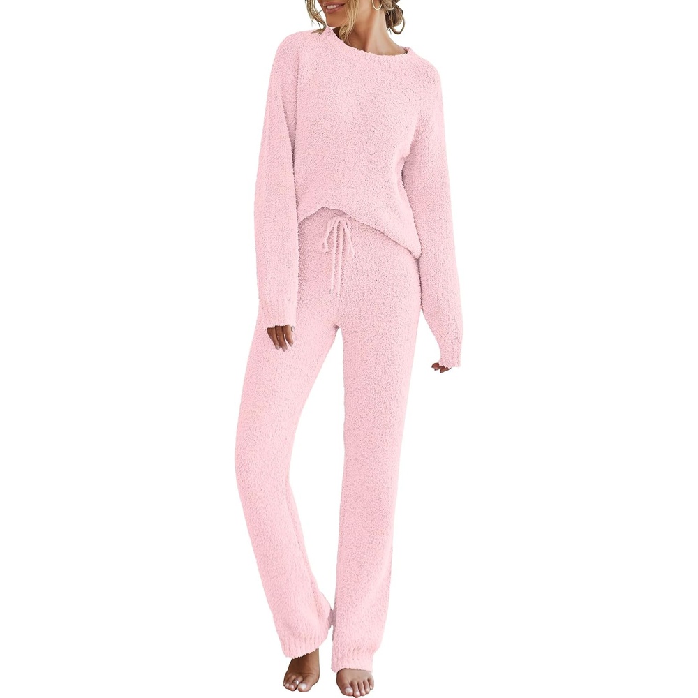 image:imageMEROKEETY Womens Cute Fuzzy Lounge Set Cozy Fall PajamasPink