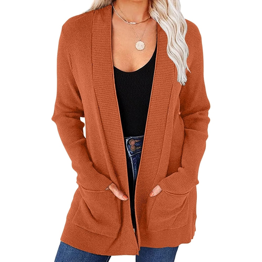 image:imageMEROKEETY Womens Fall Winter Lightweight Cardigans SweaterCaramel
