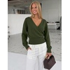 MEROKEETY 2026 Fall V Neck Wrap Sweaters for Women Knit Tops(Army)