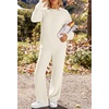 MEROKEETY Womens Cute Fuzzy Lounge Set Cozy Fall Pajamas(Beige)
