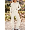 MEROKEETY Womens Cute Fuzzy Lounge Set Cozy Fall Pajamas(Beige)